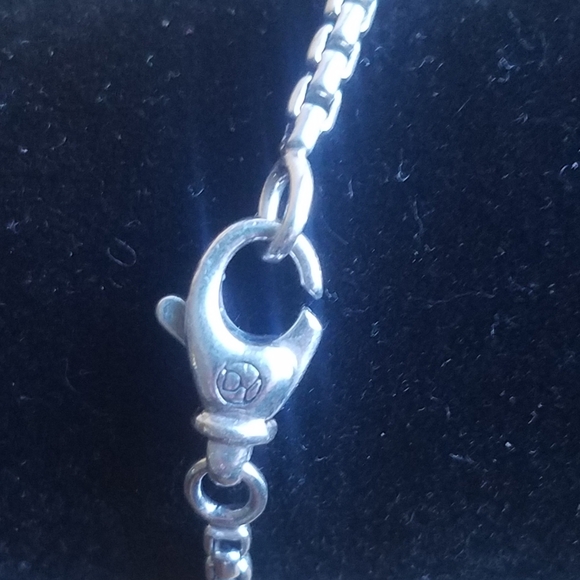 David Yurman vintage sterling silver chevron dog tag pendant box chain necklace - Picture 6 of 11